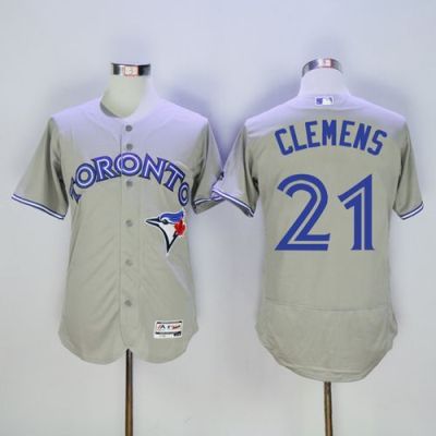 Toronto Blue Jays #21 Roger Clemens Grey Flex Base Authentic Collection Stitched Baseball Jersey