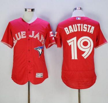 Toronto Blue Jays #19 Jose Bautista Red Flexbase Authentic Collection Canada Day Stitched Baseball Jersey
