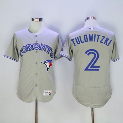 Toronto Blue Jays #2 Troy Tulowitzki Grey Flexbase Authentic Collection Stitched Baseball Jersey