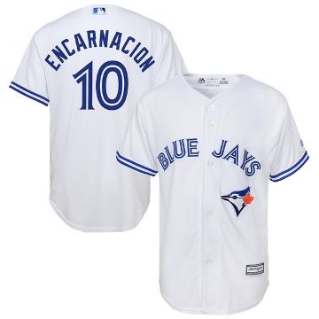 Youth Toronto Blue Jays #10 Edwin Encarnacion Majestic White Home Official Cool Base Jersey