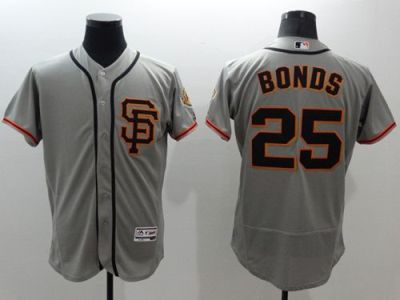 San Francisco Giants #25 Barry Bonds Grey Flex Base Authentic Collection Road 2 Stitched Baseball Jersey