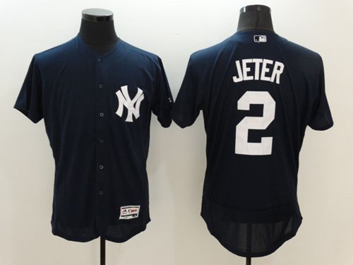 Yankees #2 Derek Jeter Navy Blue Flexbase Authentic Collection Stitched Baseball Jersey
