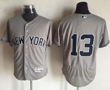 Yankees #13 Alex Rodriguez Grey Flexbase Authentic Collection Stitched Baseball Jersey