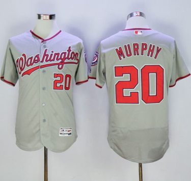 Washington Nationals #20 Daniel Murphy Grey Flex Base Authentic Collection Stitched Baseball Jersey