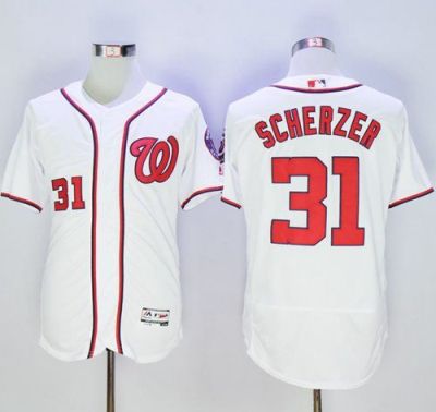 Washington Nationals #31 Max Scherzer Flexbase Authentic Collection Majestic Mens Stitched Baseball Jersey -White