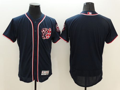 Washington Nationals Blank Navy Blue Flexbase Authentic Collection Stitched Baseball Jersey