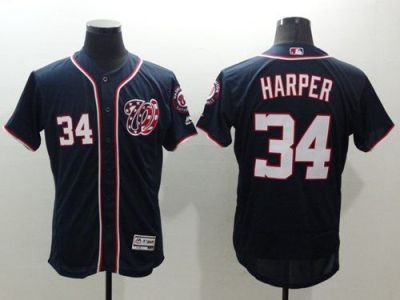 Washington Nationals #34 Bryce Harper Navy Blue Flexbase Authentic Collection Majestic Mens Stitched Baseball Jersey