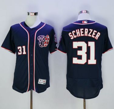 Washington Nationals #31 Max Scherzer Navy Blue Flexbase Authentic Collection Stitched Baseball Jersey Washington Nationals #31 Max Scherzer Navy Blue Flexbase Authentic Collection Stitched Baseball Jersey