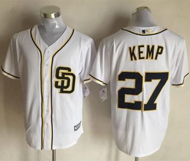 Padres #27 Matt Kemp White New Cool Base Stitched Baseball Jersey