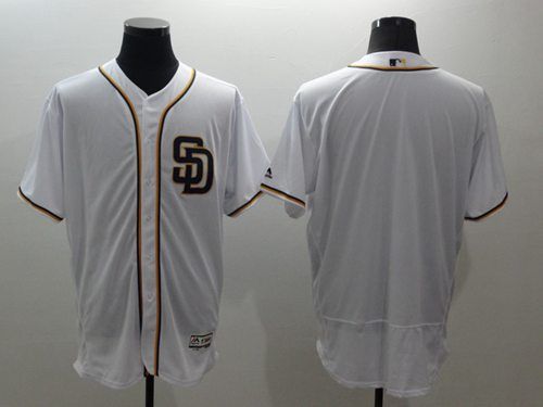 Padres Blank Flexbase Authentic Collection Majestic Mens Stitched Baseball Jersey -White