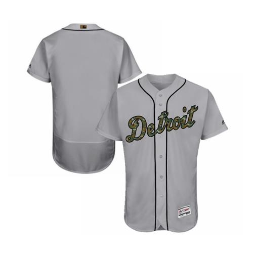 Men's Detroit Tigers Blank Majestic Gray 2016 Memorial Day Fashion Flexbase Team Stitched Jersey