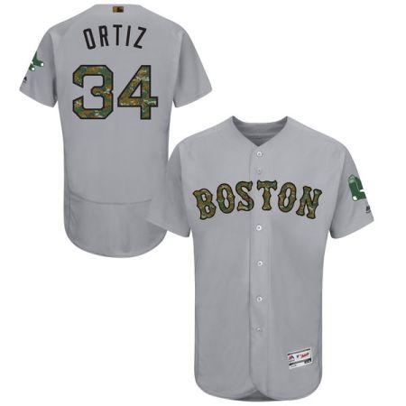 Men's Boston Red Sox #34 David Ortiz Majestic Gray 2016 Memorial Day Fashion Flexbase Stitched Baseball Jersey