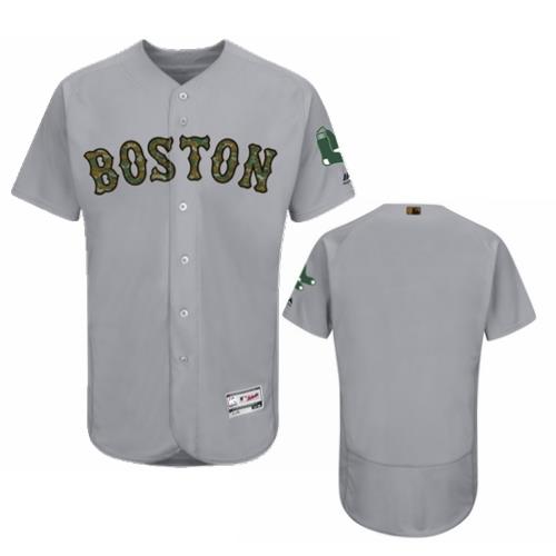Men's Boston Red Sox Blank Majestic Gray 2016 Memorial Day Fashion Flexbase Elite Team Stitched Jersey
