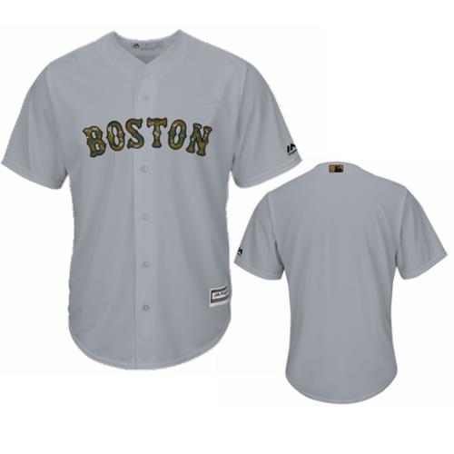 Men's Boston Red Sox Blank Majestic Gray 2016 Memorial Day Fashion Cool Base Stitched Jersey