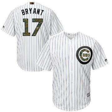 Men's Chicago Cubs #17 Kris Bryant Majestic White 2016 Memorial Day Fashion Cool Base Sitiched Jersey