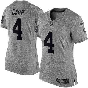 Women's Nike Oakland Raiders #4 Derek Carr Gray Stitched NFL Limited Gridiron Gray Fashion Jersey