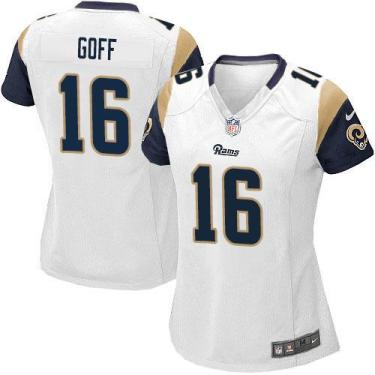 Women's Nike Los Angeles Rams #16 Jared Goff White Stitched NFL Limited Jersey