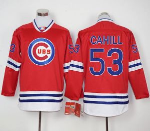 Chicago Cubs #53 Trevor Cahill Red Long Sleeve Stitched Baseball Jersey
