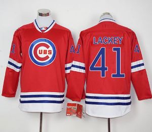 Chicago Cubs #41 John Lackey Red Long Sleeve Stitched Baseball Jersey