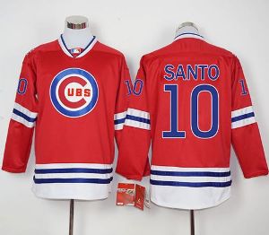 Chicago Cubs #10 Ron Santo Red Long Sleeve Stitched Baseball Jersey