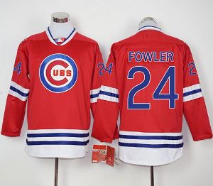 Chicago Cubs #24 Dexter Fowler Red Long Sleeve Stitched Baseball Jersey