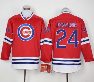 Chicago Cubs #24 Dexter Fowler Red Long Sleeve Stitched Baseball Jersey Chicago Cubs #24 Dexter Fowler Red Long Sleeve Stitched Baseball Jersey