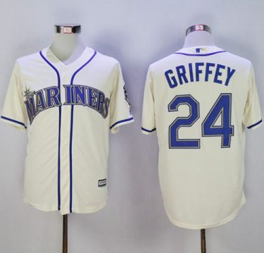 Seattle Mariners #24 Ken Griffey Cream New Cool Base2016 Hall Of Fame Patch Stitched Baseball Jersey