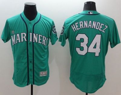 Seattle Mariners #34 Felix Hernandez Green Flexbase Authentic Collection Stitched Baseball Jersey
