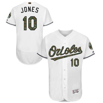 Men's Baltimore Orioles #10 Adam Jones Majestic White 2016 Memorial Day Fashion Flex Base Elite Stitched Baseball Jersey
