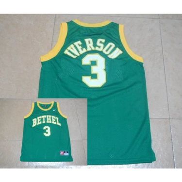 Men's Bethel High School #3 Allen Iverson Green Basketball Jersey