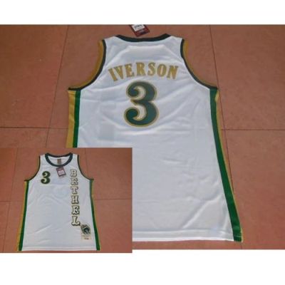 Mens Bethel High School Allen Iverson Jersey #3 White Stitched NCAA Basketball Jersey