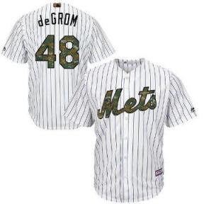 Men's New York Mets #48 Jacob DeGrom Majestic White 2016 Memorial Day Fashion Cool Base Jersey