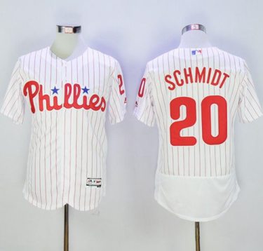 Phillies #20 Mike Schmidt White(Red Strip) Flexbase Authentic Collection Stitched Baseball Jersey