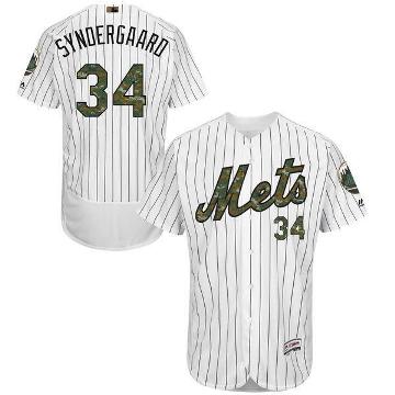Men's New York Mets #34 Noah Syndergaard Majestic White 2016 Memorial Day Fashion Flexbase Stitched Jersey