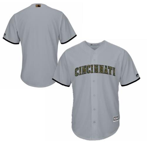 Men's Cincinnati Reds Blank Majestic Gray 2016 Memorial Day Fashion Cool Base Stitched Jersey