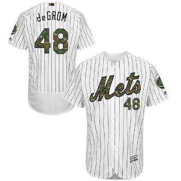 Men's New York Mets #48 Jacob DeGrom Majestic White 2016 Memorial Day Fashion Flexbase Stitched Jersey