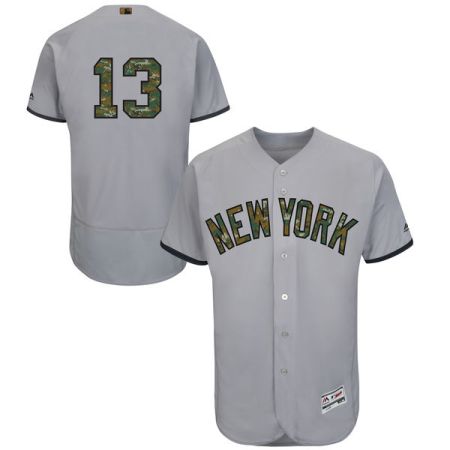 Men's New York Yankees #13 Alex Rodriguez Majestic Gray 2016 Memorial Day Fashion Flexbase Stitched Jersey