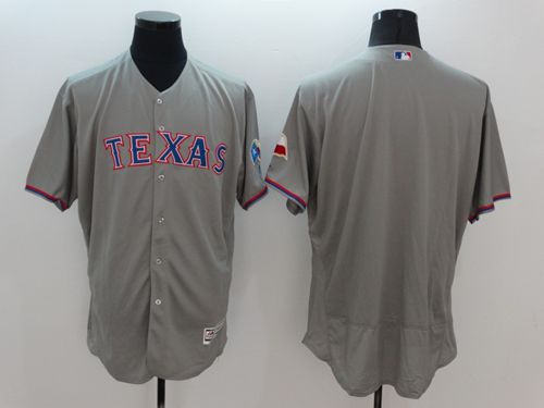 Rangers Blank Grey Flexbase Authentic Collection Stitched Baseball Jersey