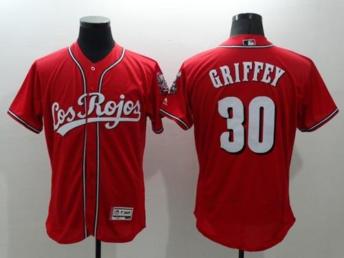 Mens Cincinnati Reds #30 Ken Griffey Red Authentic Flexbase Alternate Los Rojos Baseball Jersey