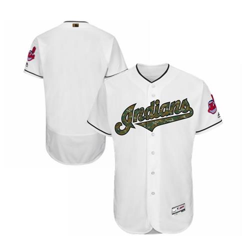 Men's Cleveland Indians Blank Majestic White 2016 Memorial Day Fashion Flexbase Team Stitched Jersey