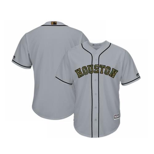 Men's Houston Astros Blank Majestic Gray 2016 Memorial Day Fashion Cool Base Stitched Jersey