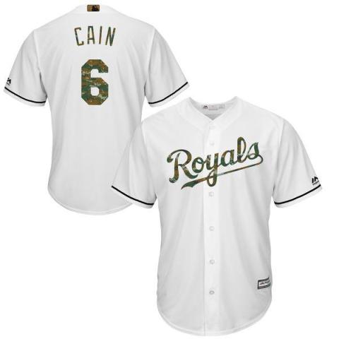 Men's Kansas City Royals #6 Lorenzo Cain Majestic White 2016 Memorial Day Fashion Cool Base Jersey Men's Kansas City Royals #6 Lorenzo Cain Majestic White 2016 Memorial Day Fashion Cool Base Jersey