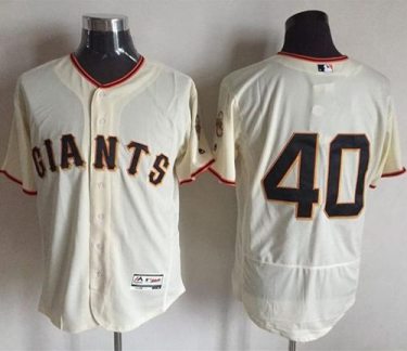 Mens San Francisco Giants #40 Madison Bumgarner Cream Flexbase Authentic Collection Stitched Baseball Jersey