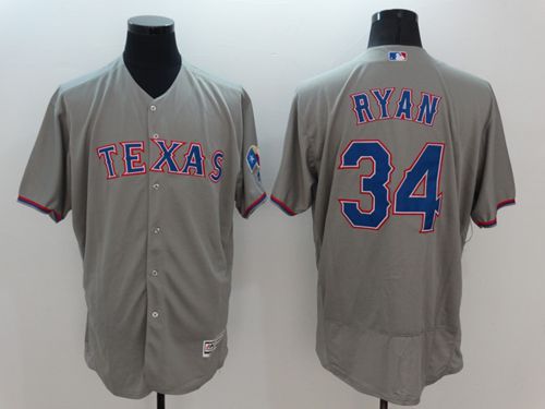 Rangers #34 Nolan Ryan Grey Flexbase Authentic Collection Stitched Baseball Jersey