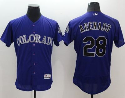 Rockies #28 Nolan Arenado Purple Flexbase Authentic Collection Stitched Baseball Jersey