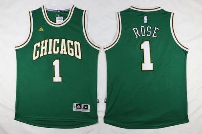 NBA Chicago Bulls #1 Men's Derrick Rose Replica Green Adidas Jerseys