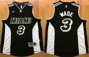 Miami Heat #3 Dwyane Wade Black-White Stitched NBA Jersey