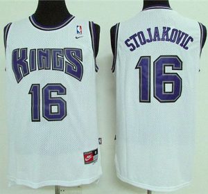 Sacramento Kings #16 Peja Stojakovic White Throwback Stitched NBA Jersey