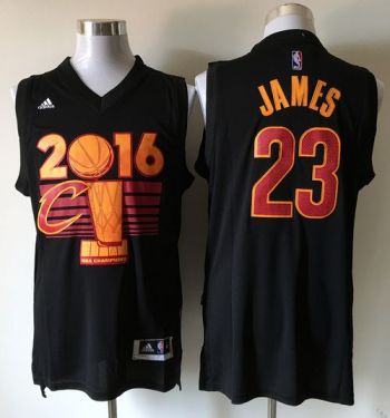 #23 Cleveland Cavaliers LeBron James Mens New Adidas Black 2016 Authentic NBA Finals Champions Jersey