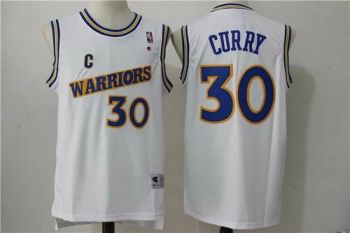 Golden State Warriors #30 Stephen Curry White NBA Throwback Jersey